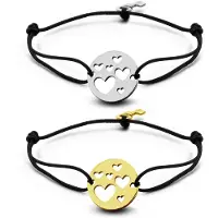 Key Moments 8KM-C00005 Duo armband met open hartjes en sleutel one-size zilverkleurig / goudkleurig