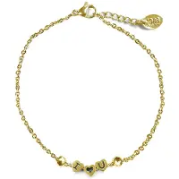CO88 Collection Collection 8CB-90054 - Stalen armband met bedel - I love u - 16 + 3 cm - goudkleurig