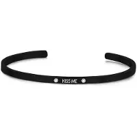 Key Moments 8KM-B00473 Stalen open bangle met tekst * love you more * zirkonia one-size zwart