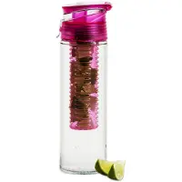 Sagaform Drink Fles Voor Fruit Met Vergrendelde Deksel, Roze