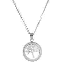CO88 Collection Ketting met hanger levensboom zilverkleurig staal 38-43 cm 8CN-26011