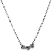 CO88 Collection Collection 8CN-26028 - Stalen collier met hanger - I love U - 38 + 5 cm - zilverkleurig