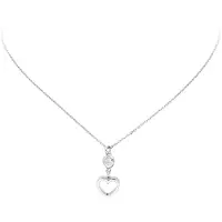 Lilly ketting opengewerkt hart en hart met zirkonia - zilver - transparant - gerodineerd - anker - 38+2cm