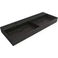 Plieger Dubbele Wastafel Kansas Mat Zwart 2 kraangaten 120x45x12 cm