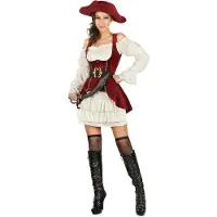 Vegaoo Wit met rood piraten pak voor dames