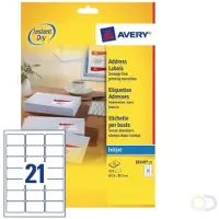 Avery J8160-25 adresetiketten A4 63,5 x 38,1 mm wit (525 etiketten)