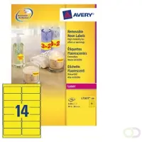Avery Neon Etiketten, neon geel, 99,1 x 38,1 mm, afneembaar