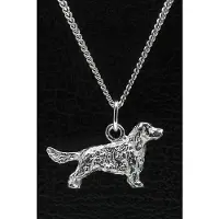 MOOYE ® - Collectie Zilveren Engelse cocker spaniel met staart ketting hanger - groot