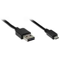 Varia USB 2.0 A/micro B, 3 meter, 3 m, USB A, Micro-USB B, USB 2.0, mannelijk/mannelijk, zwart