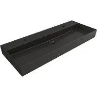 Plieger Wastafel Kansas Mat Zwart 2 kraangaten 120x45x12 cm
