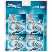Gillette Mach 3 Turbo Blister Scheermesjes - 4 x 8 stuks - Voordeelverpakking