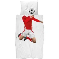 Snurk Dekbedovertrek Soccer Red Percal-140 x 200 / 220 cm | 1-Persoons