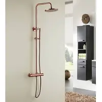 Boss & Wessing Opbouw regendouche set bws copper thermostatisch staaf handdouche geborsteld koper 20 cm