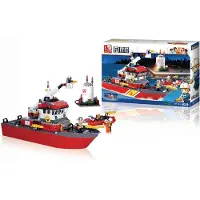 Sluban Brandweerboot met olieplatform Kunststof Sluban Uitdeelcadeaus