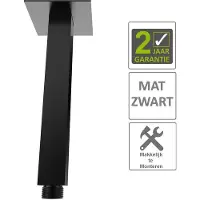 Boss & Wessing BWS Douche-Arm Luxe Vierkant Plafondbevestiging 15 cm Mat Zwart