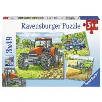 Ravensburger RV Puzzel: Grote landbouwmachines, 3 sets van elk 49 stukjes, vanaf 5 jaar