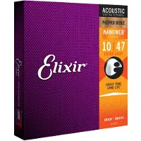 Elixir Strings Strings NANOWEB - Akoestische Gitaarsnaren - Phosphor Bronze - Extra Light Gauge - 10-14-23-30-39-47