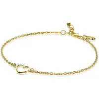 Zinzi zilveren armband geel verguld met open hartje ZIA1420G