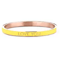 Key Moments 8KM BC0018 Stalen Bangle met Tekst Love You One-size Rosékleurig / Geel