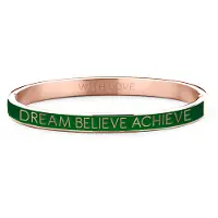 Key Moments 8KM BC0023 Stalen Bangle met Tekst Dream Believe Achieve One-size Rosékleurig / Groen