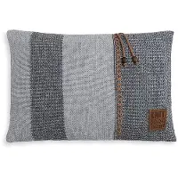 Knit Factory Roxx Kussen - Licht Grijs/Antraciet - 60x40 cm