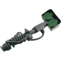 Q-Link stekkerdoos - 2-voudig - op spie - randaarde - spatwaterdicht (IP44) - 3 x 1.5 mm² - 3 m - rubber - zwart