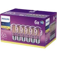 Philips Ledfilamentlamp Peertje - D6cm - Warm Wit - E27 - 7w - 6 Stuks