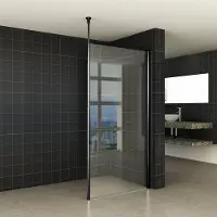 Boss & Wessing Bws safetyglass inloopdouche verticale stang 100x200 10 mm nano coating mat zwart