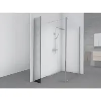 Xellanz Eco zijwand met muurprofiel 400 x 2000 x 8 mm nano helder glas/chroom