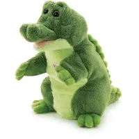 Trudi - Puppets Handpop Krokodil 22 cm - Handgemaakt in Italie - Zacht pluche - Knuffeldier voor jongens en meisjes - Groen - 16x22x20 cm maat S