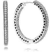Pandora Oorbellen - Funkeln und Herzen Creolen in silver
