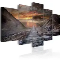 Karo-art Canvas Schilderij - Verlaten land, 5luik, 2 maten