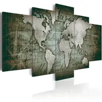 Karo-art Karo-artSchilderij - Emerald Map - Wereldkaart