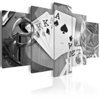Karo-art Schilderij - Poker avond Zwart/Wit