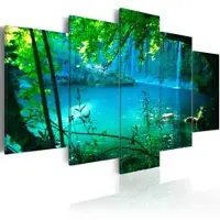 Karo-art Canvas Schilderij Turquoise in afzondering, Bos, 5luik, 2 maten