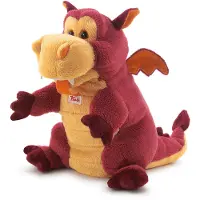 Trudi - Puppets Handpop Draak 24 cm - Handgemaakt in Italie - Zacht pluche - Knuffeldier voor jongens en meisjes - Rood Bruin - 15x22x24 cm maat S