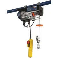 Ferm - LHM1011 - Elektrische kabeltakel - Takel - 500W - Hefvermogen - 250kg - met katrol - 6m kabel - en - 125kg - max - 12m hoog - Niet-draaiende staalkabel - Afstandsbediening - aan kabel - met: -