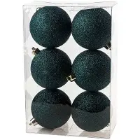COSY&TRENDY Kerstballen Ø 8 cm - Petrol glitter - Set-6