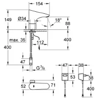 GROHE Europlus E electronische wastafelkraan met menging 230v Chroom