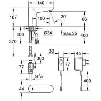 GROHE Euroeco Cosmopolitan E electronische wastafelkraan 230v Chroom