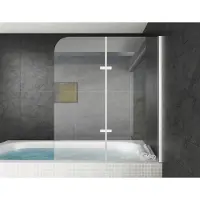 Badplaats Badwand austin 120 x 140 cm chroom badscherm draaibaar 5 mm dik -