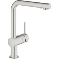 GROHE Minta 1 gats keukenkraan met L uitloop met uittrekbare dual spray steel