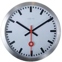 Nextime Station – Wandklok/Tafelklok – 19 cm – Geborsteld Aluminium – Wit