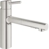GROHE Concetto 1 gats keukenkraan met medium uitloop met uittrekbare dual spray steel