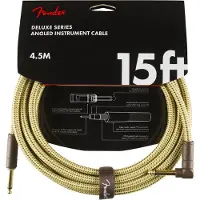 Fender DELUXE INSTRUMENT CABLE STRAIGHT/ANGLE 15' TWEED