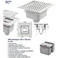 HorecaTraders ABS vloerput met rvs rooster 15x15 o-uitlaat 40mm