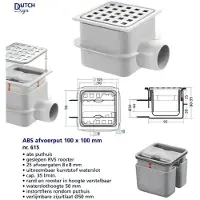 Van den berg ABS vloerput met rvs rooster 10x10 z-uitlaat 50mm