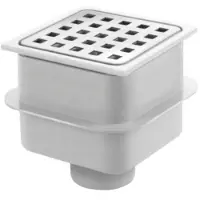 Van den berg ABS vloerput met rvs rooster 10x10 o-uitlaat 50mm