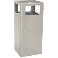 V-Part piramide-asbak prullenbak, 240 x 150 mm opening, driehoekig slot, 70 liter, B 385 x D 380 x H 880 mm, staal, zwart