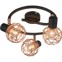 QAZQA Moderne spot zwart met koper 3-lichts - Mesh